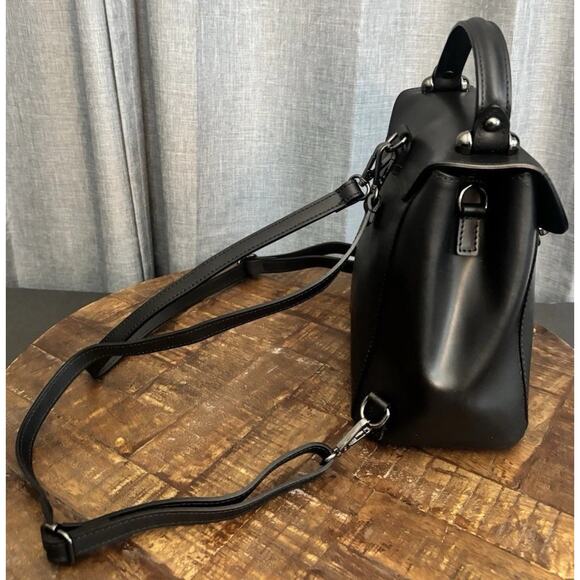 Luana Ferracuti Italy Leather Convertible Black Backpack - Picture 3 of 16